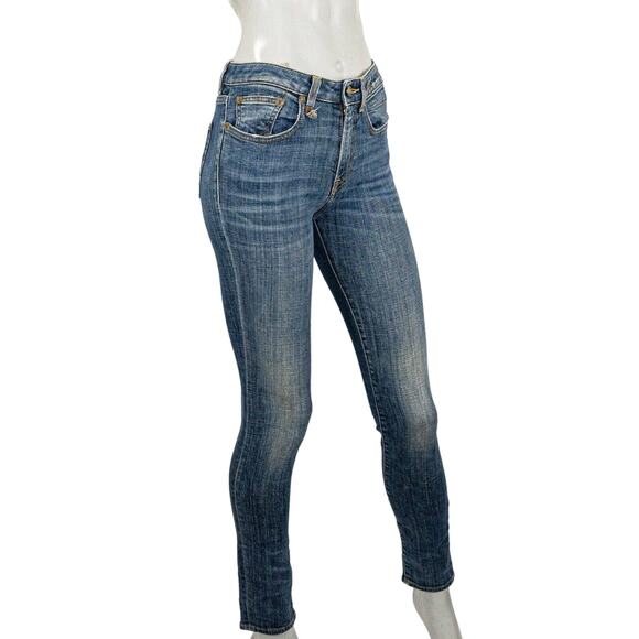 R13 Jenny Mid Rise Skinny Jeans Dark Vintage Blue Size 24 Italy - Picture 4 of 11